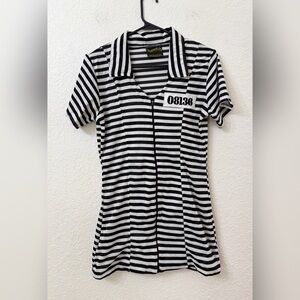 Underwraps Black and White Striped Prisoner Jail Cosplay Costume Dress - M